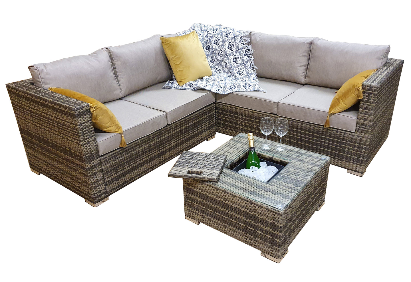 Signature Weave - Outdoor Furniture - Georgia Corner Sofa With Ice Bucket In Coffee Table